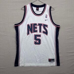 Vintage 90s Nike NBA Jason Kidd #5 Brooklyn Nets White Basketball Jersey